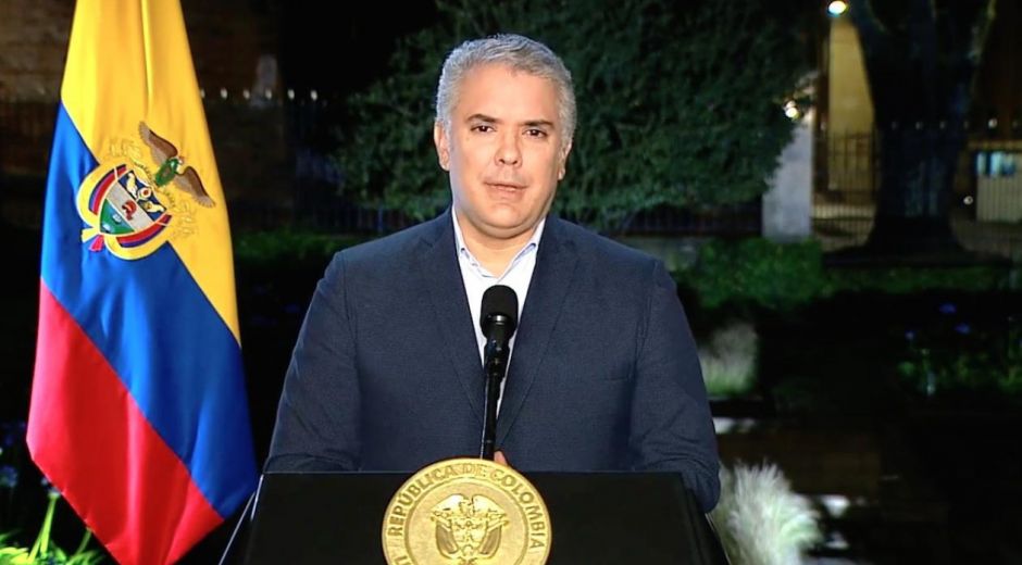 Iván Duque, presidente de la República, durante la alocución presidencial..
