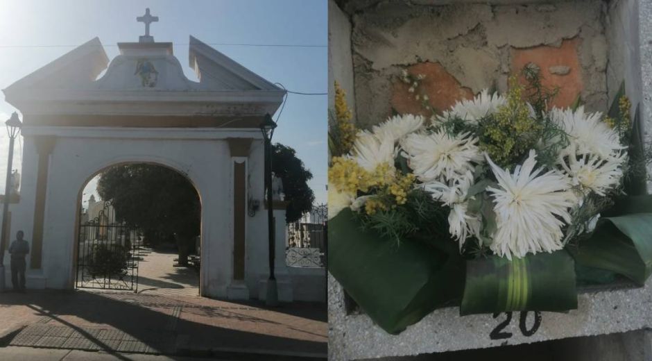 Fachada del cementerio y osario donde estaban los restos.