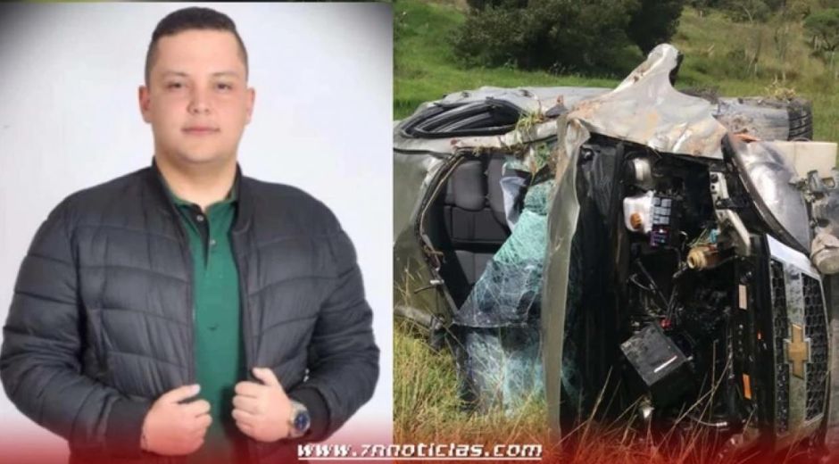 Iván Mindiola, cantante de música vallenata y el vehículo accidentado.