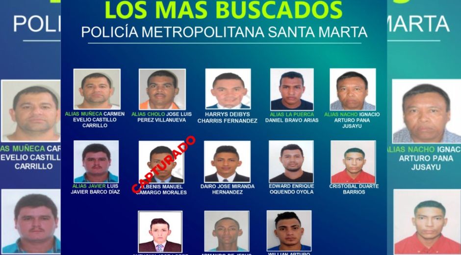 Cartel de los más buscados en Santa Marta