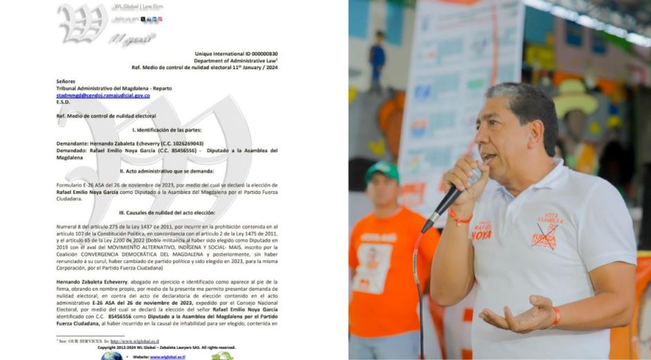 Acción de nulidad electoral contra Rafael Noya