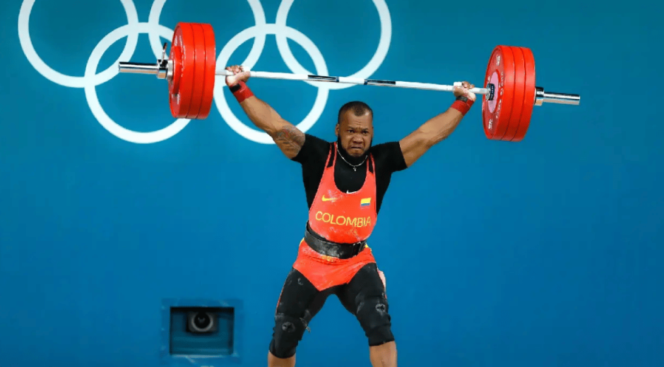 El pesista colombiano Yeison López, medalla de plata en la categoría 89 kilogramos.
