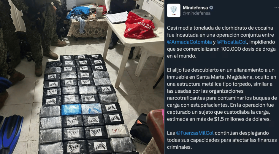 ¿Error o engaño? Armada incauta 47 kg en Santa Marta, MinDefensa dice que 500kg