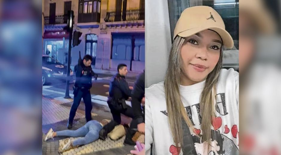 n las imágenes se ve a la joven caleña inconsciente en el piso y un policía sobre ella