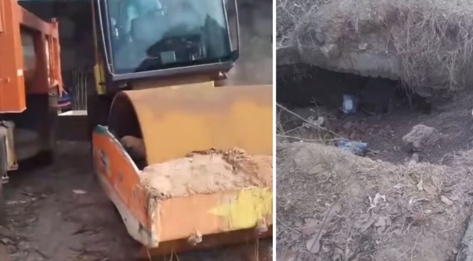 Cortesía Mientras la maquinaria está en un parqueadero, aún faltan 21 kilómetros de vía por intervenir.