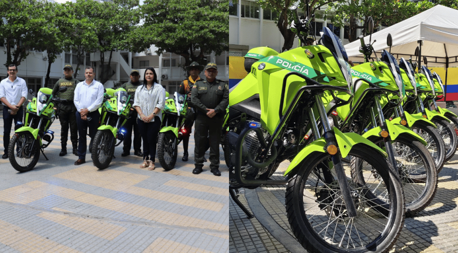 Alcaldesa de Zona Bananera recibe 10 motocicletas donadas por Asbama para la Policía