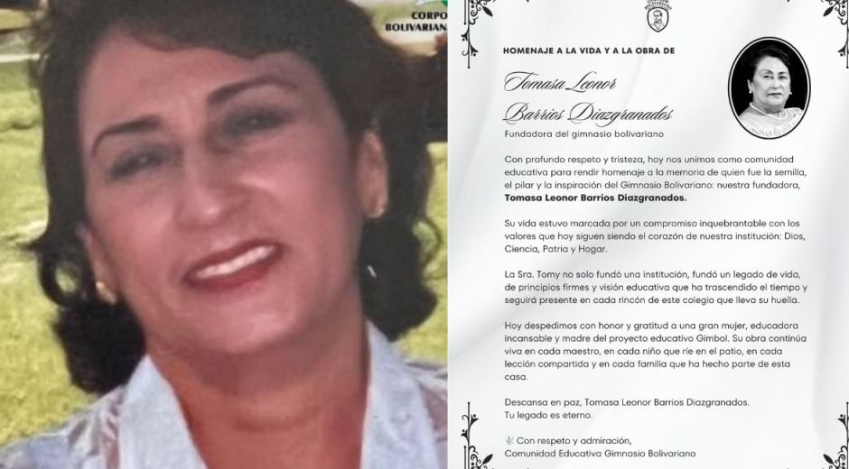 Cortesía Fallecimiento de la fundadora del Colegio Gimnasio Bolivariano