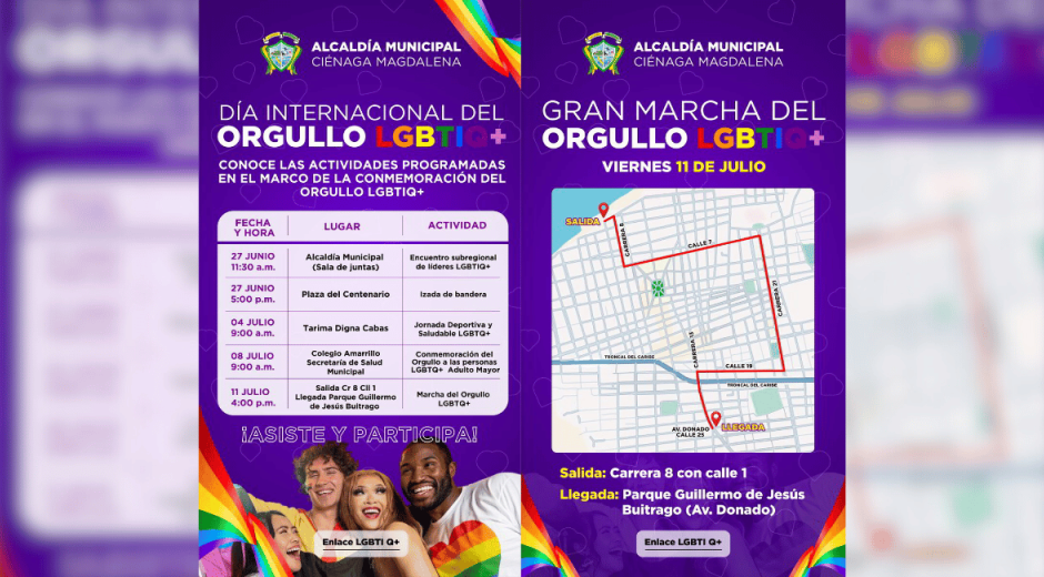 Ciénaga conmemora la Semana Diverso Cultural LGBTIQ+ con actividades del 27 de junio al 11 de julio