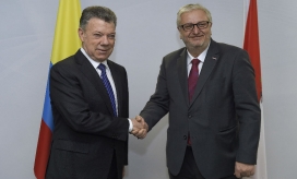 Juan Manuel Santos durante su visita a Austria
