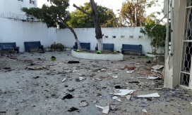 Estación de Policía del barrio San José, después del ataque.