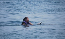 Capitana de Nariño, Marianela Ramos Gómez durante la prueba de esquí.