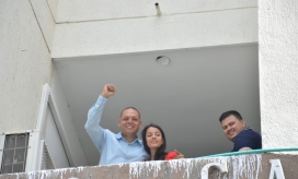 Edgardo Pérez Díaz, alcalde de Ciénaga, antes de ingresar a la audiencia en el edificio Galaxia.