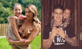 Daniela Ospina y James Rodríguez con su hija Salomé.