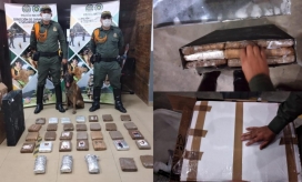 Policía Paquetes de marihuana hallados en la empresa de encomiendas.