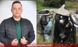 Iván Mindiola, cantante de música vallenata y el vehículo accidentado.