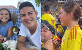 Emotivo momento: Hija de James Rodríguez llora de alegría por el triunfo de Colombia