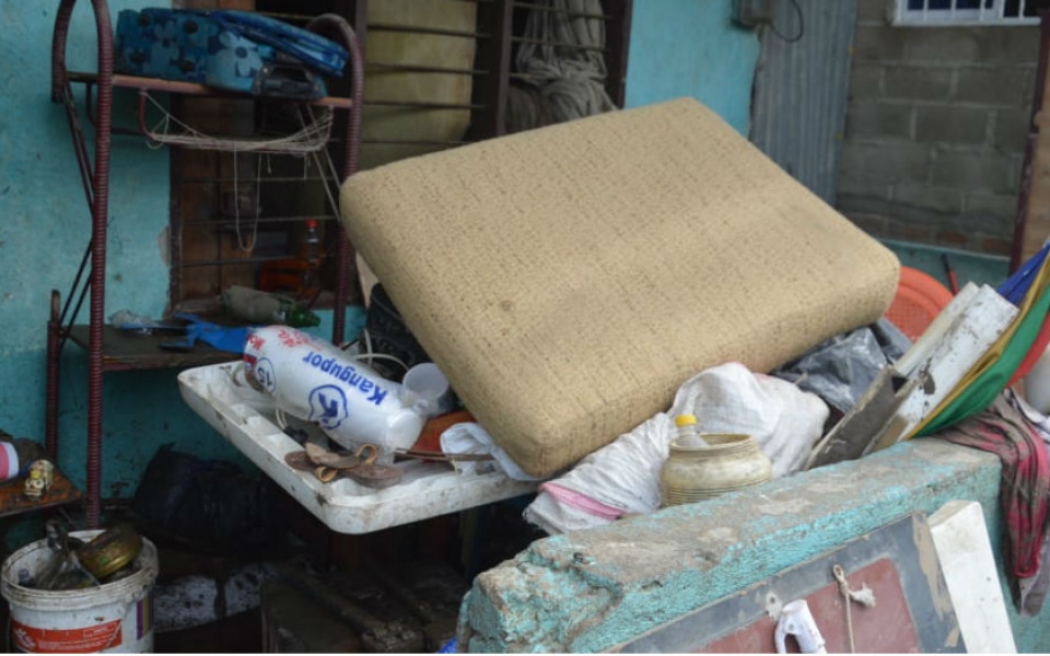 Casas de familia y barrios afectados en las Malvinas.